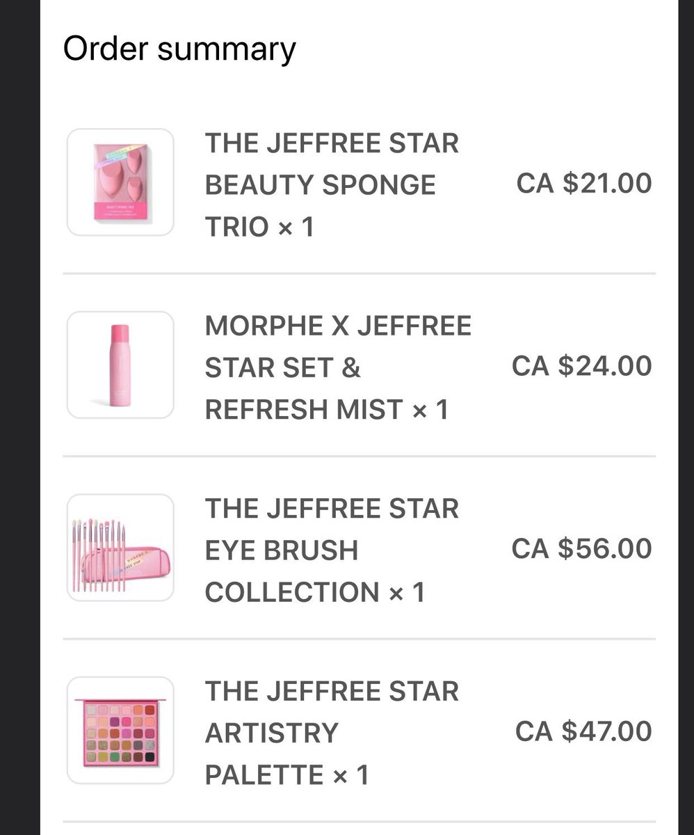 MartinGern's tweet photo. @JeffreeStar @MorpheBrushes Got everything!!! Can’t wait to get it and can’t wait for the next launch of JSC @JeffreeStar https://t.co/8GSVvKnzmU