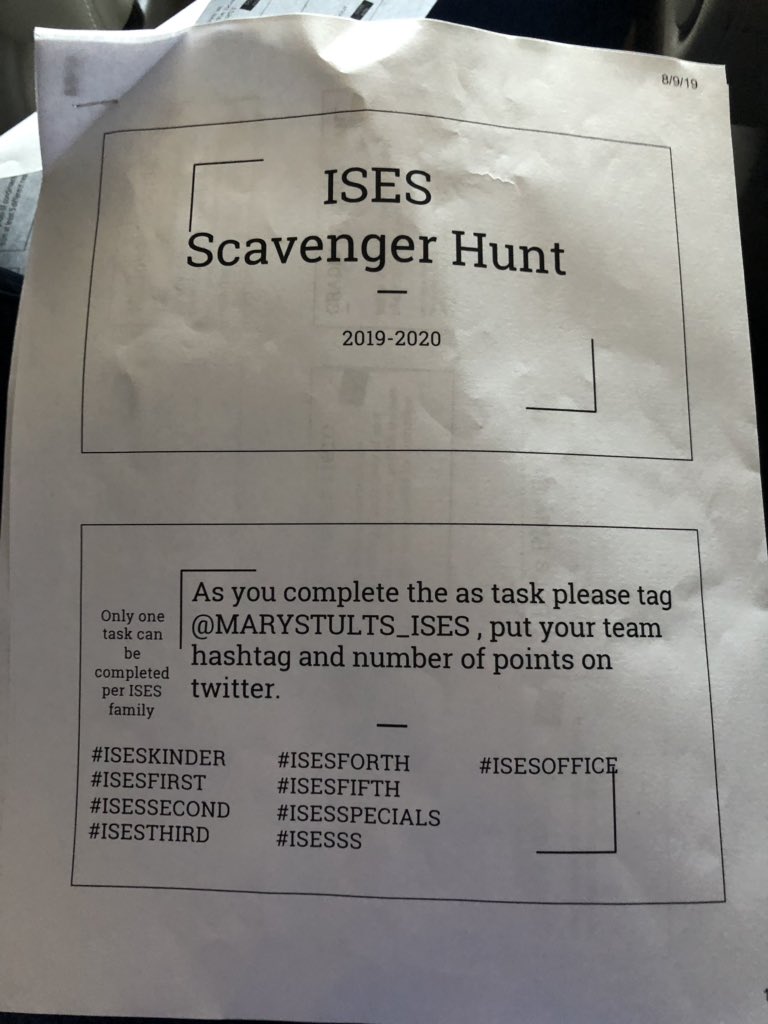 First day of PD and we are challenged with a scavenger hunt!