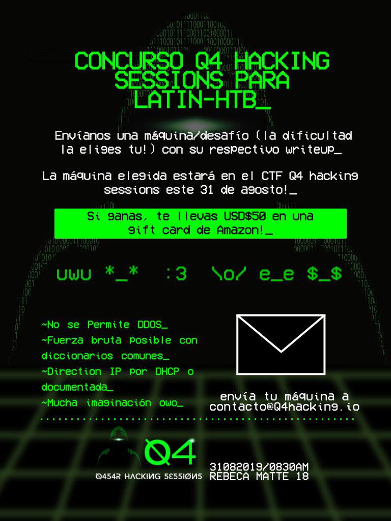 n3v1l1's tweet photo. Ya cabres! Apliquen! Cualquier duda por DM! #q4hackingsessions #createundesafio #ganagiftcard https://t.co/MuQk9ECQzT