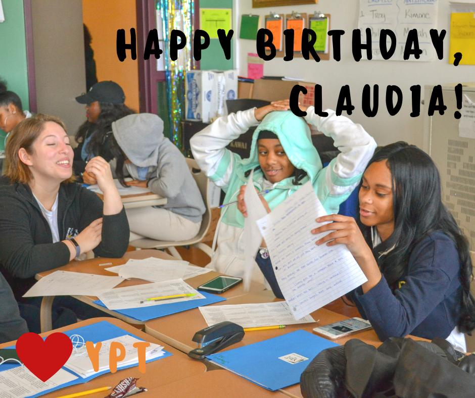YPTDC's tweet photo. Happy Birthday to YPT Program Associate Claudia! Thank you, Claudia, for all of your amazing work and dedication. We hope you enjoy your day! #YPTeam https://t.co/C0uxGQvQ33