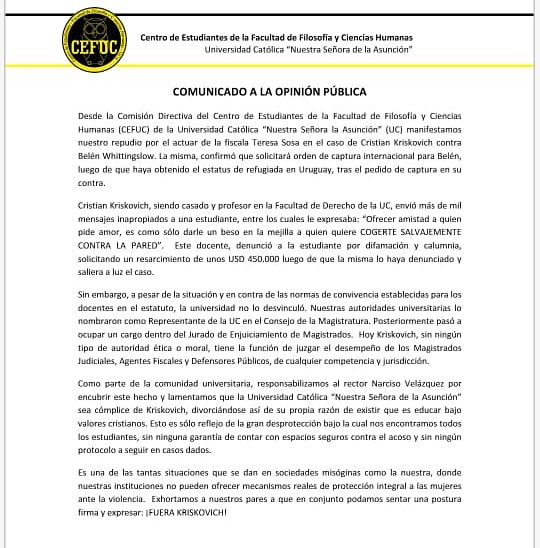 CEFUC's tweet photo. ¡FUERA KRISKOVICH! https://t.co/9i9siu0D3q