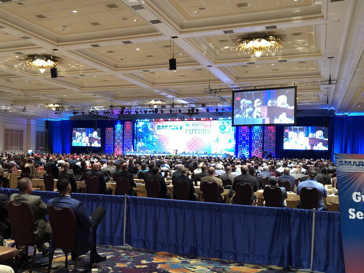 BLET766's tweet photo. Ready for Day 2 of the #SMART2019 General Convention. Honored to have #Nevada Governor, @SteveSisolak; who signed into law, #AB297 & #AB337, (critical #publicsafety bills aimed at protecting our communities) addressing the delegates. #FocusOnTheFuture #1u https://t.co/JrIWGX7KDW