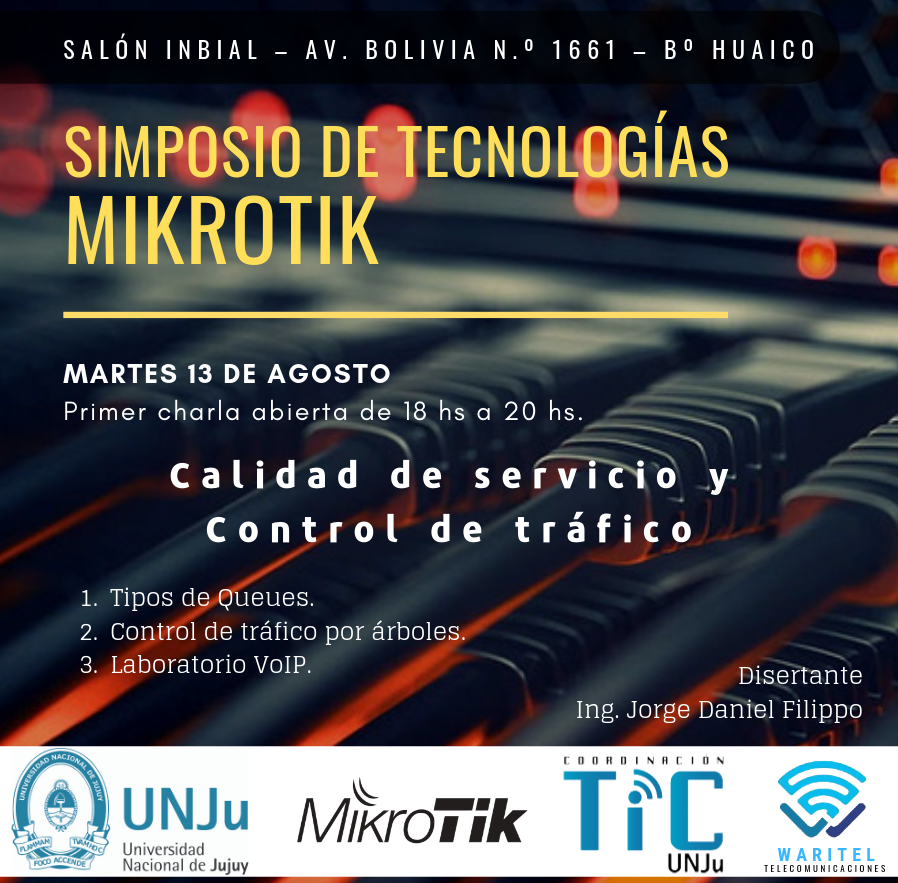 unjutics's tweet photo. Hoy Primera charla abierta! 👨‍🏫👨‍💻🙂✌️
Tema: Calidad de Servicio y control de tráfico.
#SimposioMikrotik https://t.co/q3RxKE5gtt