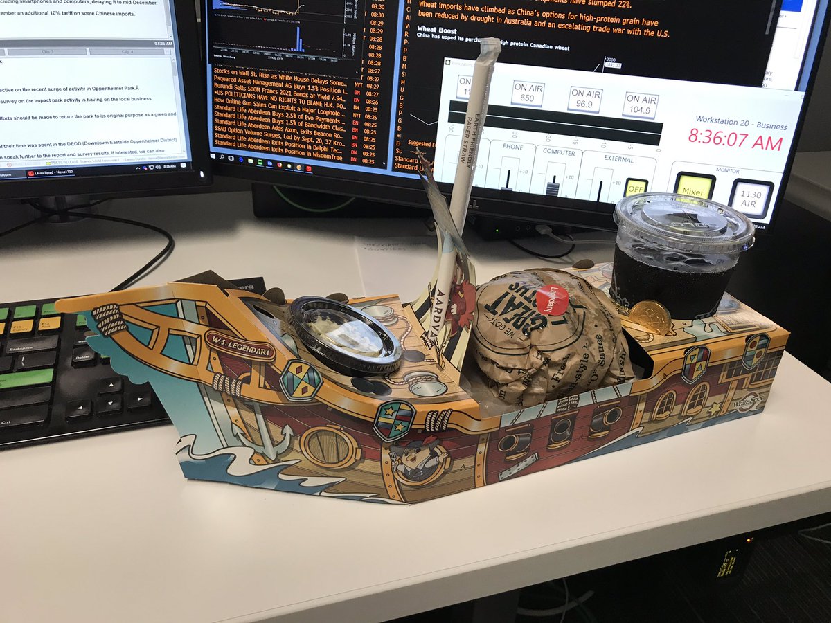 rwdettman's tweet photo. ARRR, me Bloomberg terminal be under siege by the @White_Spot fleet! #burgerforbreakfast https://t.co/Rhb5TIKffK
