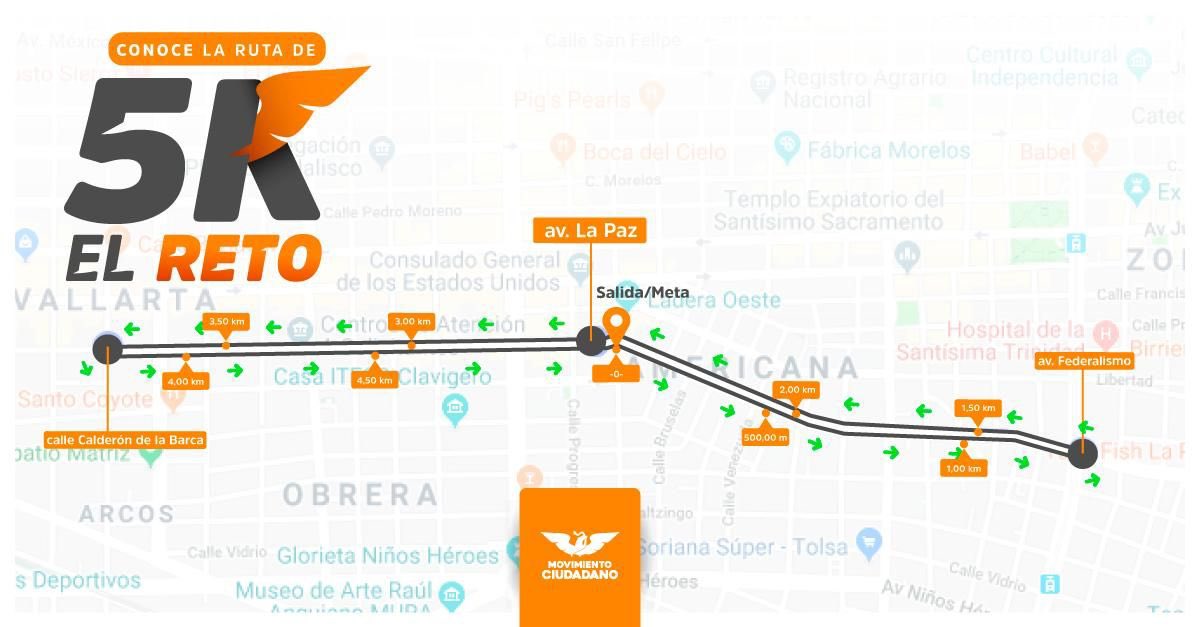 JonadabMartinez's tweet photo. Conoce la ruta que correremos este 25 de Agosto, una carrera muy naranja. Si aún no te registras, ve lo más pronto posible a la Casa Ciudadana de Movimiento Ciudadano (Av. La Paz 1901), quedan muy pocos lugares. 
#Reto5k 🏃🏻‍♂️ https://t.co/6zzIwQDaFm