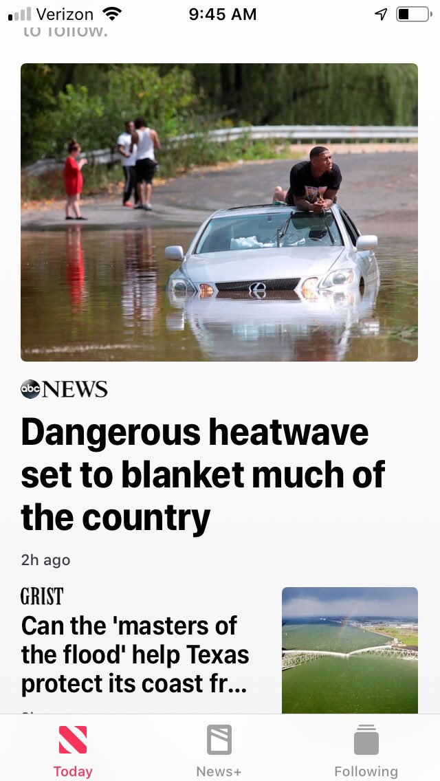 MeloneMark's tweet photo. ⁦@ABC⁩ - When I think “ HeatWave” I think of a man stranded on top of his car in a flood.
Was this from the “ random image generator”? https://t.co/sD4AWHjTIv