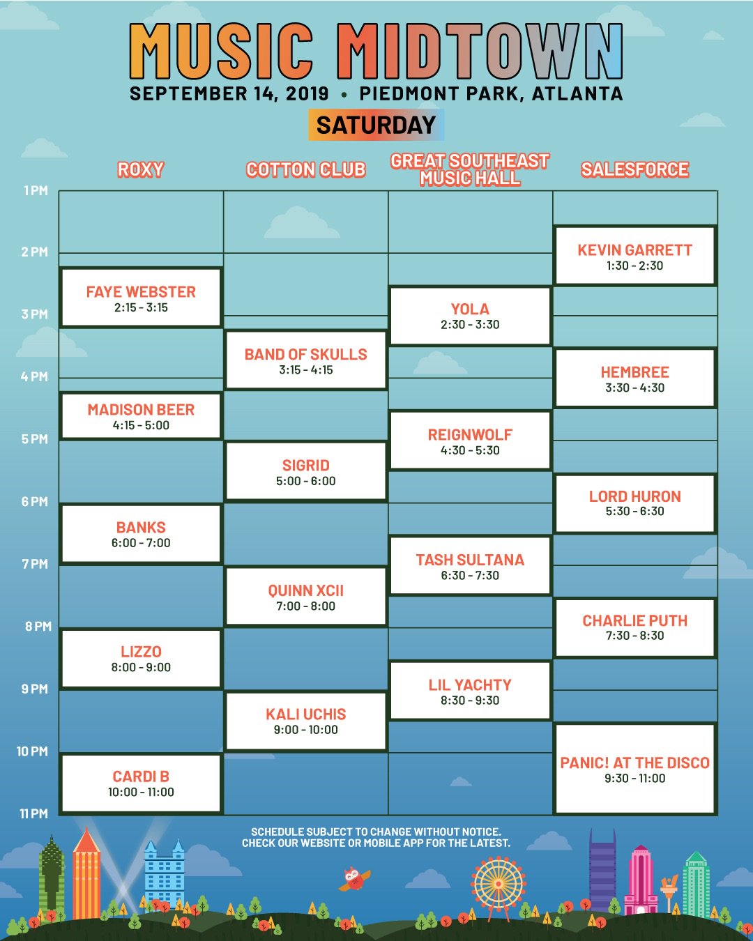 2019 Music Midtown schedule