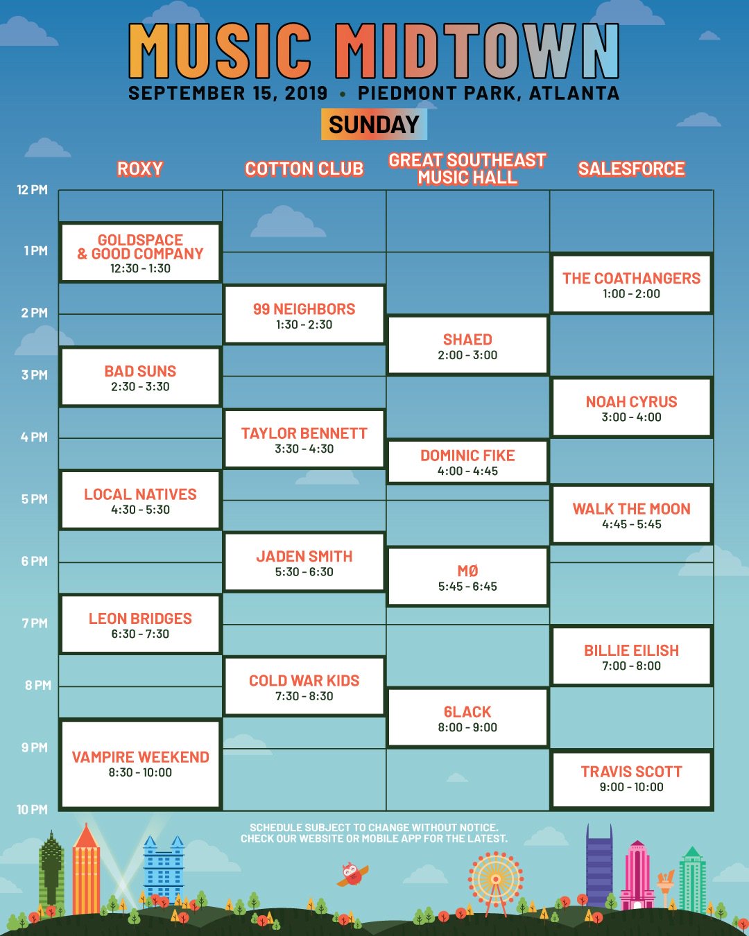 2019 Music Midtown schedule