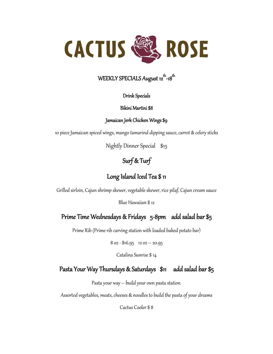 DoubleTreeTUC's tweet image. There are brand new weekly specials being served at our on-site restaurant, Cactus Rose. Stop in for your next meal!