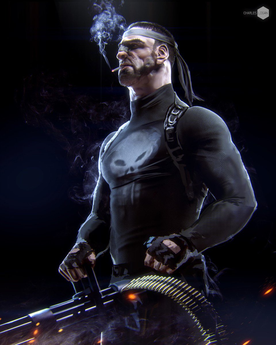 cloganart's tweet photo. Punished #Punisher ? 💀 Here's a quick piece done with #zbrush and #keyshot! Need to see more of Frank Castle, perhaps in @PlayAvengers !? 
.
.
#Avengers #marvel #FrankCastle #comics #marvelcomics #cloganart #clogan #charleslogan #illustration #art https://t.co/FRyPxmdx3y
