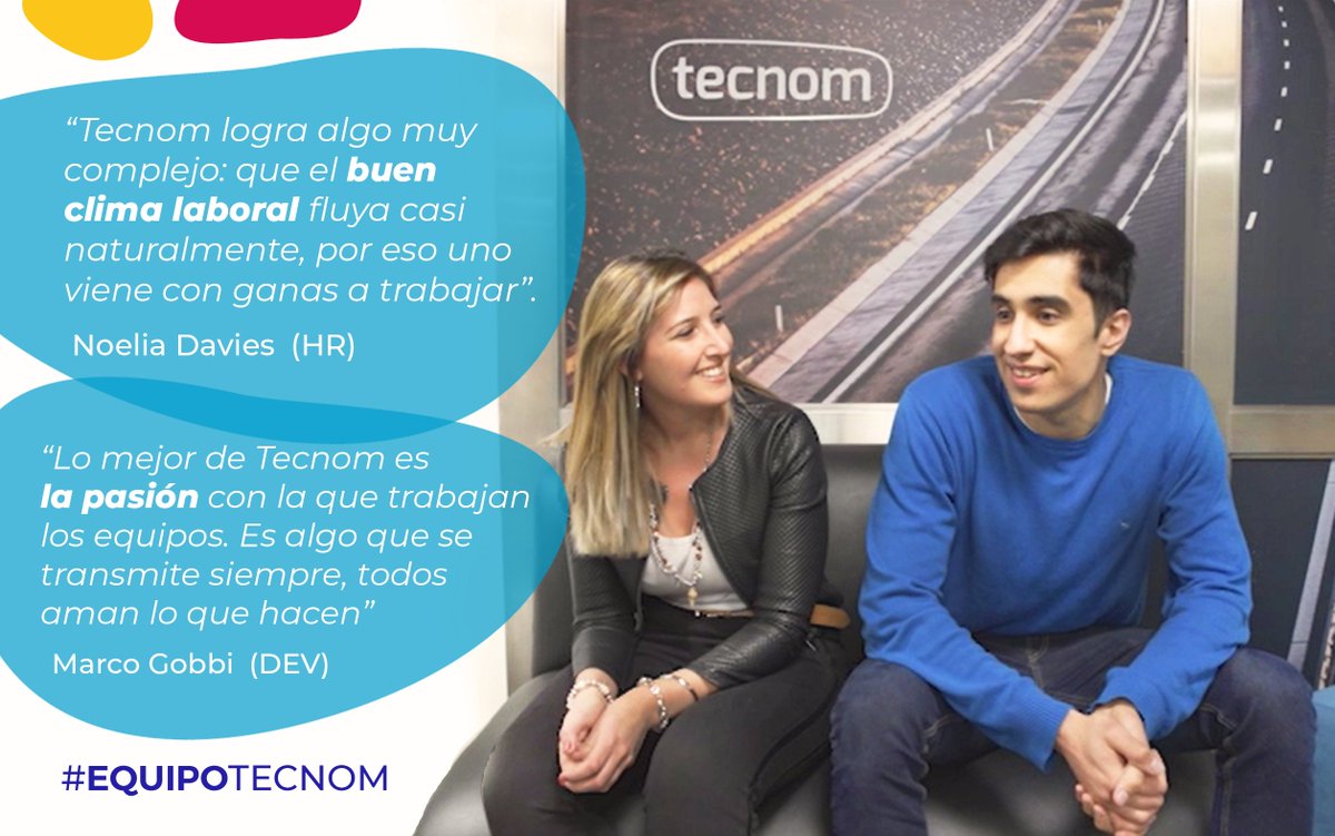 TecnomOk's tweet photo. Noe (HR) + Marco (Dev) cuentan su experiencia en Tecnom y destacan la pasión con que se trabaja y el buen clima laboral 🙌

Nuestros equipos buscan desafiarse continuamente y eso nos impulsa a seguir creciendo y a buscar mejores soluciones para nuestros clientes 🚗

#EquipoTecnom https://t.co/jjNmJ0KufO