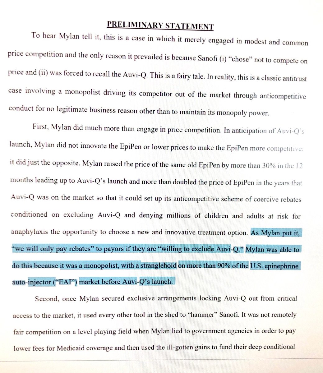 MattieRheumMD's tweet photo. Mylan accused of #anticompetitive behavior for drastically increasing the price of Epipen to incr the rebates and block the lower price pen from getting on formulary. @DOJPH @FTC #PBMs and MYLAN win- Patients lose! #RebateSystemBad https://t.co/kd6NP86jKd https://t.co/FwpJnQzOU0