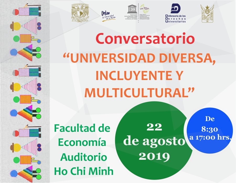 UNAMDDU's tweet photo. Te invitamos al Conversatorio "UNIVERSIDAD DIVERSA, INCLUYENTE Y MULTICULTURAL" el 22 de agosto en la @EAyCFEUNAM la entrada es libre. https://t.co/K0ZyXBiY29