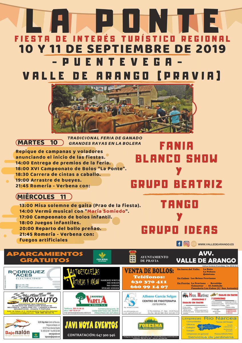 VALLEDEARANGO's tweet photo. Cartel Fiesta de La Ponte 2019 @DestinoBNalon @TurismoAsturias @ayto_pravia #fiestainterésturísticoregional #laponte #valledearango #pravia #Bajonalón #turismoasturias #Asturias https://t.co/RoL5OGeMzz
