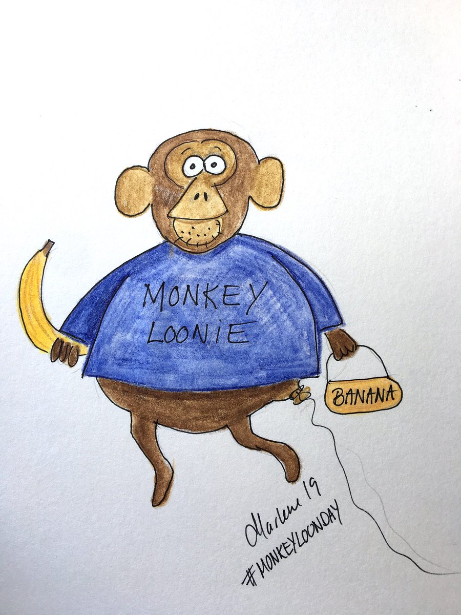 Vinkelmule's tweet photo. Happy  #MonkeyloonDay @Animaloonies In his little purse there is supplies of bananas for his friends  #animaloon_collective #monkeyloon https://t.co/JlXzB4vDgM