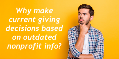 Charity Navigator finally admits what smart web visitors have known for years: all their #nonprofit info is OUTDATED IRS data.

The blog title "It's 2019. Why are we looking at 2017 990s?" explains why we created an up-to-date charity evaluation platform:  blog.charitynavigator.org/2019/08/its-20…