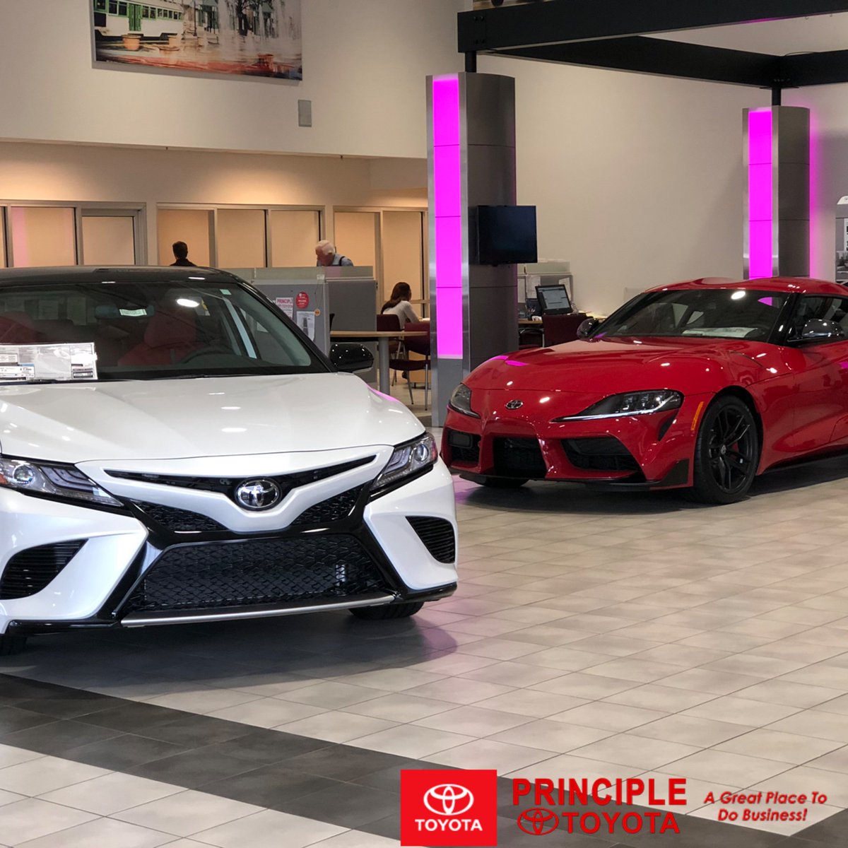 PrincipleToyota's tweet photo. Whether it’s the sporty design of the Camry or the performance of the Supra, we have something for your inner racer. #PrincipleToyota https://t.co/0QjIUituO3