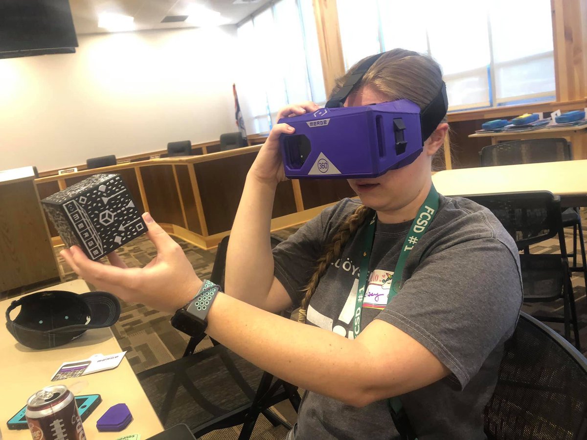 Miss_Seifert's tweet photo. Exploring Merge Cube! #TechJumpstart https://t.co/cX8s4ISjKX