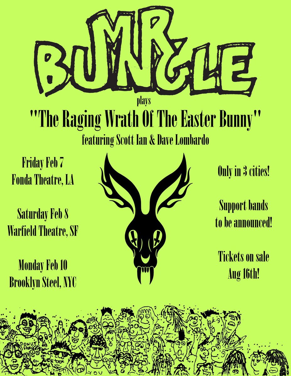 ToniFrancois's tweet photo. .@MrBungle se reunirá y tocará su demo "The Raging Wrath Of The Easter Bunny"  el 7, 8 y 10 de febrero en Los Angeles, San Francisco y Nueva York https://t.co/4MxivCcoow