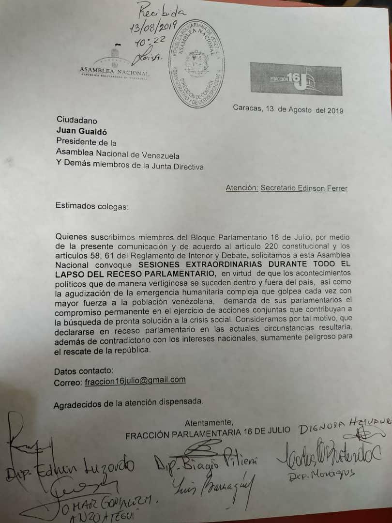 BiagioPilieri's tweet photo. Hemos consignado formalmente ante la Junta Directiva @AsambleaVE la solicitud de que se Aprueben hoy mismo SESIONES EXTRAORDINARIAS. La gravísima crisis que sufrimos los Venezolanos OBLIGA a no tomarse la AN el receso parlamentario. LA TRAGEDIA DEL PAÍS NO ESTÁ PARA RECESO. https://t.co/uMW5W36fM2