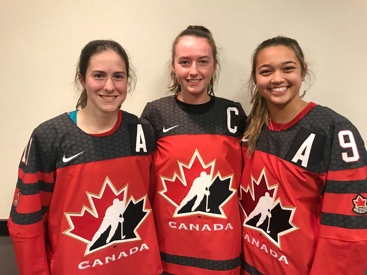 <a href="/usahockey/">USA Hockey</a> <a href="/CWardPhoto/">Candice Ward</a> <a href="/HockeyCanada/">Hockey Canada</a> 🇨🇦’s National Women’s Under-18 Team captains for the #U18Series:

©️ - Kendall Cooper
🅰️ - <a href="/ACherkowski/">anne cherkowski</a>
🅰️ - <a href="/NicoleGosling2/">Nicole Gosling</a>