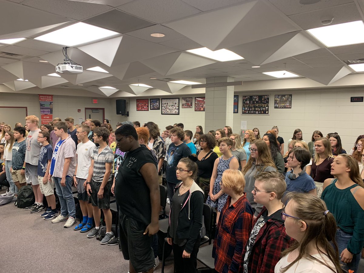 MSHSGirippo's tweet photo. 110 students in Cantori with 3 adults we are just 7 people away from fire code capacity! #GoodProblems #PleaseUseDeodorant https://t.co/xcysunUJtv