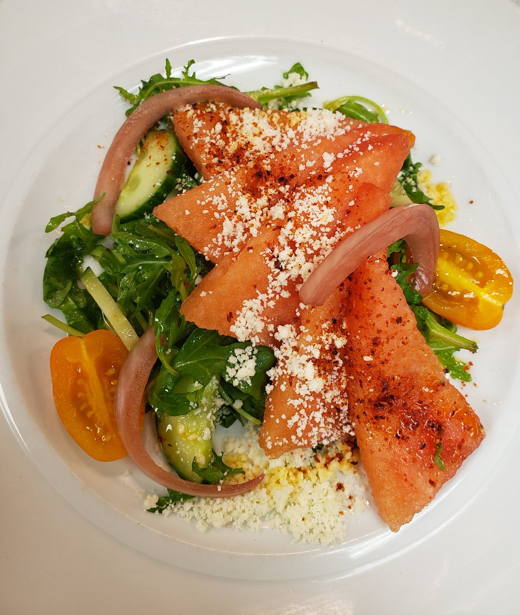 Sustenio's tweet photo. Our @culinariasa #RestaurantWeek menu is available through August 24th! Don't miss out on the gourmet five-course prix-fixe dinner menu for $35 with courses like our refreshing Watermelon Salad, topped with Cotija Cheese, Tajín, Citrus Juice &amp; Spanish Olive Oil. 🍉 https://t.co/q7mWsBcc6U