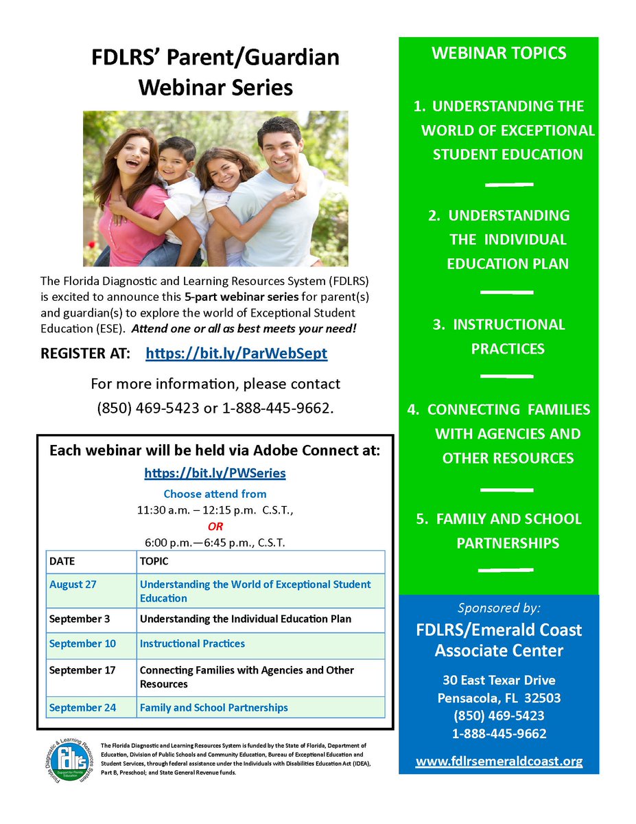 FDLRS_EmeraldC's tweet photo. FDLRS’ Parent/Guardian Webinar Series 
Register at: https://t.co/lbBm3xY2CA https://t.co/mMWKr7ZkPw
