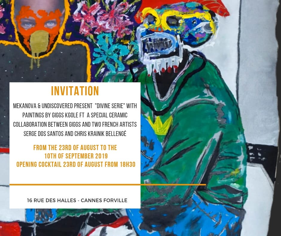 Mekanova Gallery - Cannes in partnership with Undiscovered Canvas will be showcasing the fruits of the first visual arts residency program that Undiscovered Canvas started this year on the French Riviera. The talented South African artist @GiggsKgoleArt