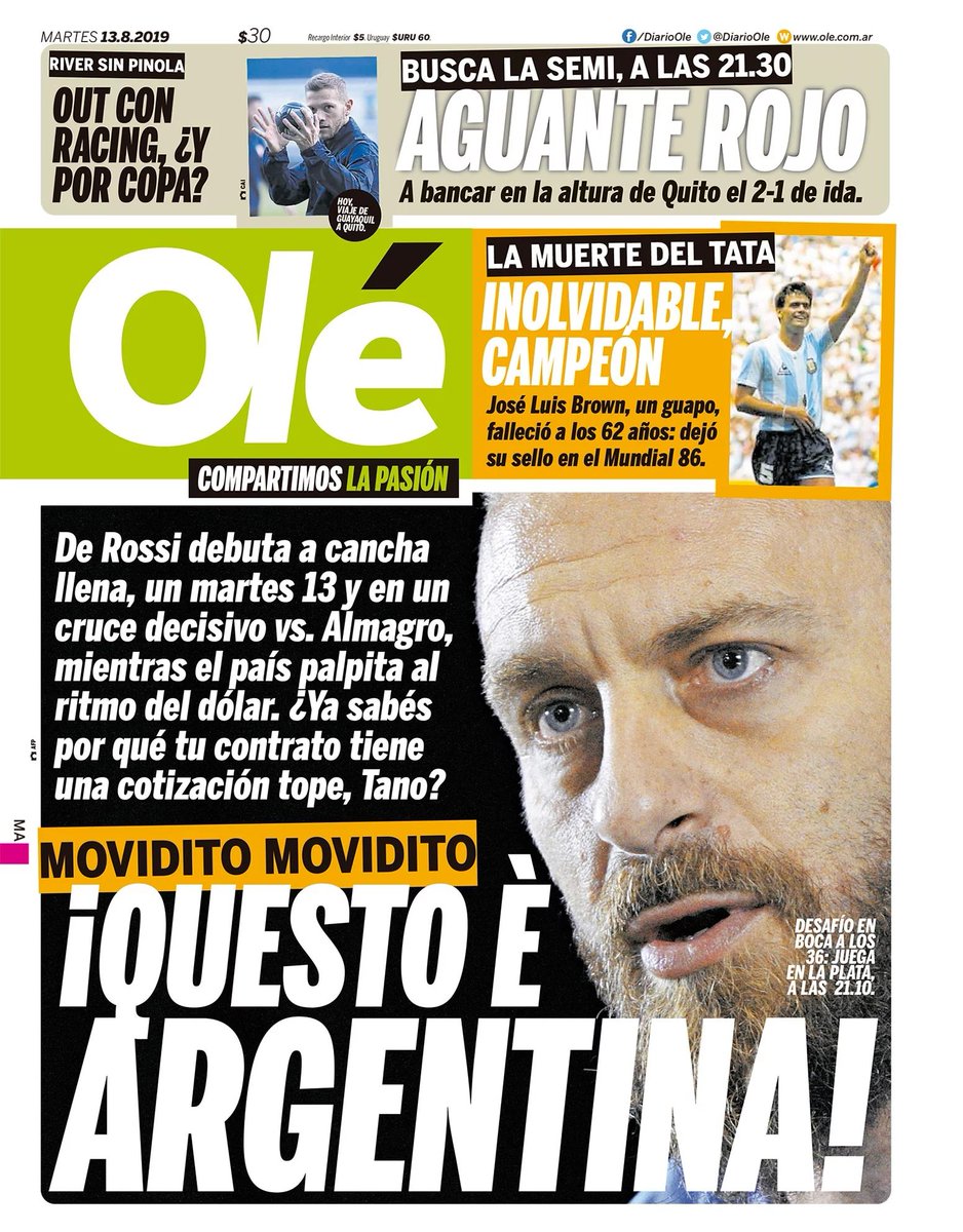 lgimenez7's tweet photo. ¡Lógica mercantilista!
Tapa, italiano que no jugó un solo minuto en el país.
Por ahí, chiquito, el Tata Brown, que jugó la final con el hombro roto e hizo un gol en la final para darnos la copa del mundo.
#DiarioBasura https://t.co/7kuNII1DzC