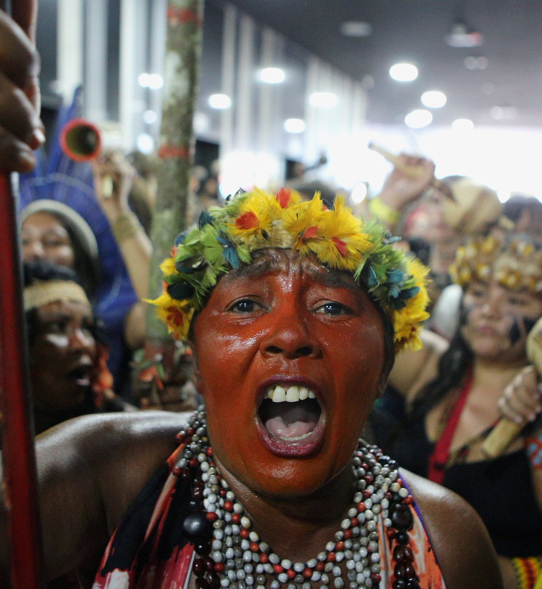 ajplus's tweet image. Indigenous women in Brazil are protesting government rollbacks on Indigenous rights and efforts to open up Indigenous lands to mining and agriculture:

"It's time to cry out for help."