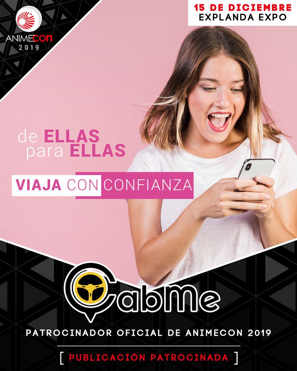 animeconmx's tweet photo. 🔵❗️PUBLICACIÓN PATROCINADA❗️🔵
De ellas para ellas
Disfruta de #Animecon sin preocuparte por el regreso, viaja con confianza con nuestro servicio de #CabMePink
 
Descarga nuestra app:
►Android: https://t.co/04ct7x01IN
►iOS: https://t.co/IQMIdstDaI

Siguenos en @cabmeappmx https://t.co/RSR7yHoY0q