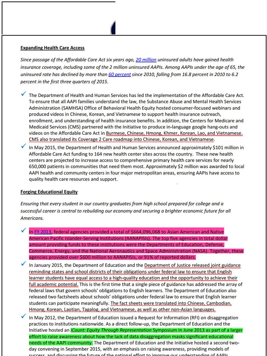 Page three. Look at the countries represented in the underlined red (second paragraph). Note the amount of money allocated to AAPI programs and also note the highlighted green (I'm getting to that).