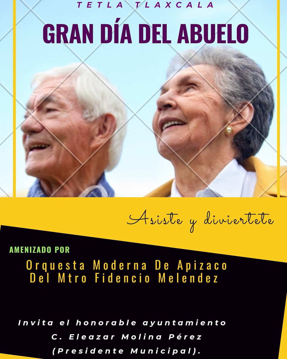 OrquestaApizaco's tweet photo. Mis amigos están invitados a disfrutar una bonita tarde festejando a nuestros abuelitos en #Tetla Todos a bailar un #Rico_Danzon desde #Lindo_Apizaco con la #OrquestaModernaDeApizacoDelMtroFidencioMelendez 
Gracias por la invitación a nuestro presidente #Eleazar_Molina_Pérez https://t.co/lWnoRmgDDJ