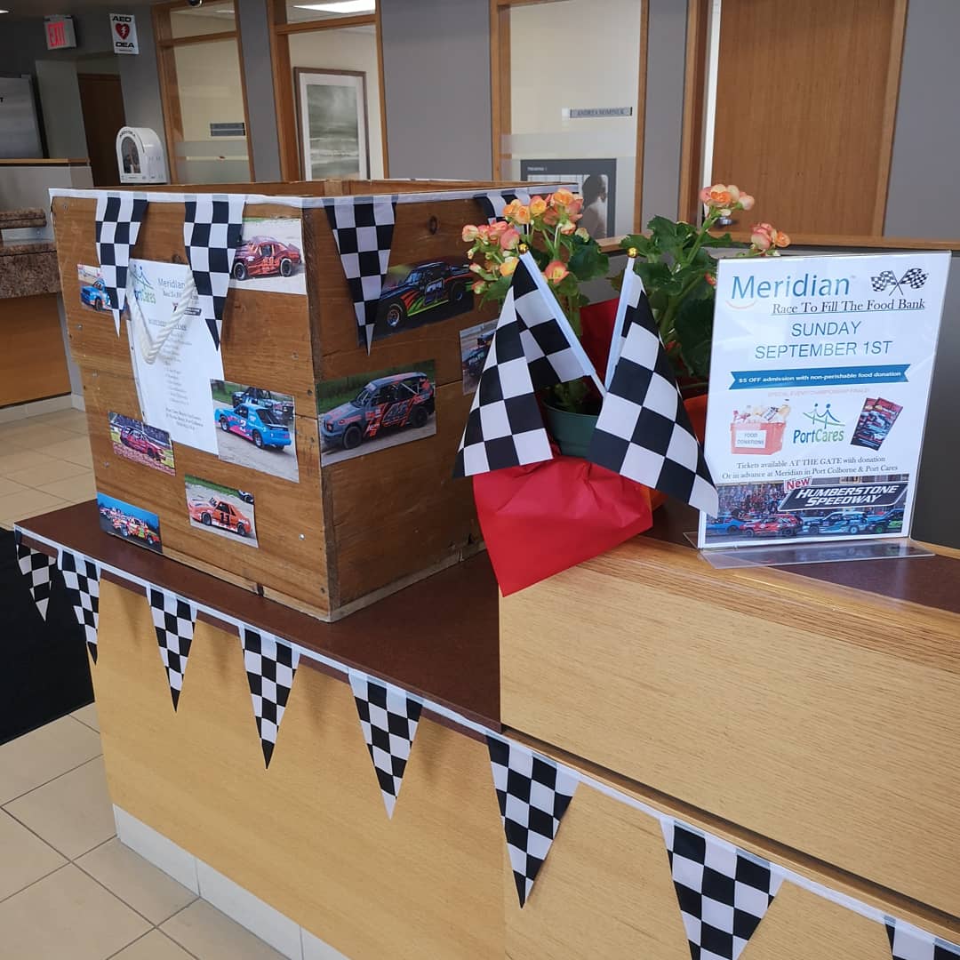 haynes_karrie's tweet photo. MERIDIAN RACE TO FILL THE FOOD BANK! 
Sunday Sept. 1st at Humberstone Speedway! 
$5 off Special Event Price When You Bring A Non-Perishable Food Item. 
All Donations to Benefit the Port Cares Reach Out Centre. 
#stockcarracing #dirttrackracing #foodbank #reachout #PORTicipate https://t.co/GzxD9f1oYO