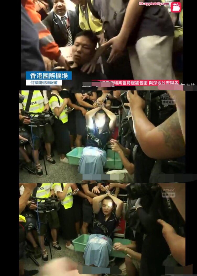 XaKz6Xjks5NWJzC's tweet photo. #HongKongProtesters #HongKongAirport Beating innocent people, is that what you call freedom and democracy? https://t.co/1IgMjZZASf
