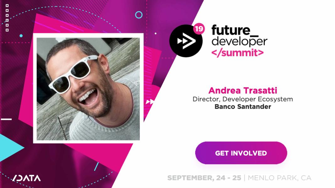 SlashDataHQ's tweet image. #meetthespeakers #FutureDeveloper19
Say hi to Andrea Trasatti @andreatrasatti 
Director of Developer Ecosystem | Banco Santander  
Only a few early bird tickets left. Save your spot and up to $400:
futuredeveloper.io