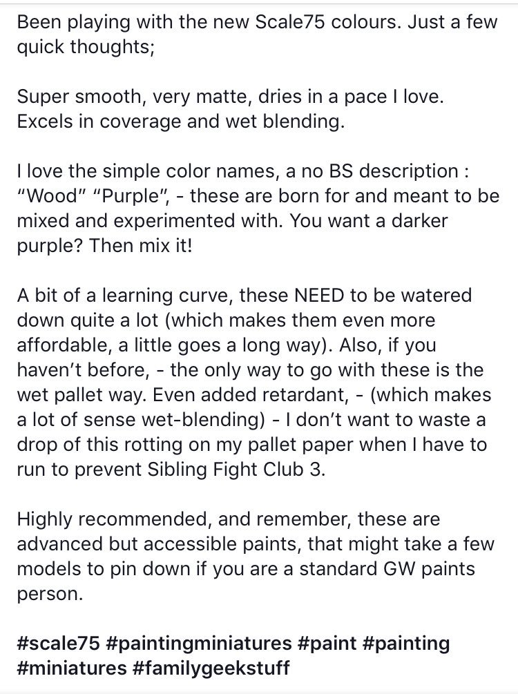 FamilyGeekStuff's tweet photo. Had a few quick thoughts on new Scale75 paints that were still a bit long for Twitter. 
https://t.co/08wVIb2WUM 

#scale75 #paint #miniatures #familygeekstuff https://t.co/CHgfa87hBT