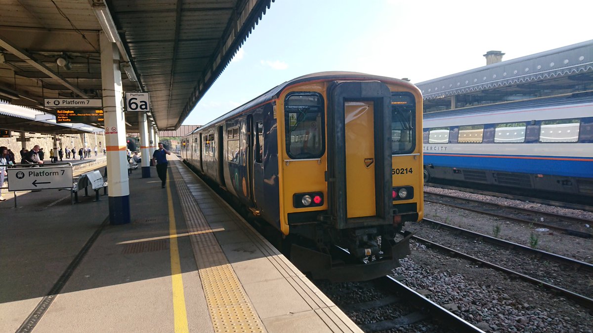 Unexpected reminder of home 150214 sporting the livery of my local line at Sheffield on a busy Leeds to Nottingham service. <a href="/TheBenthamLine/">The Bentham Line</a>