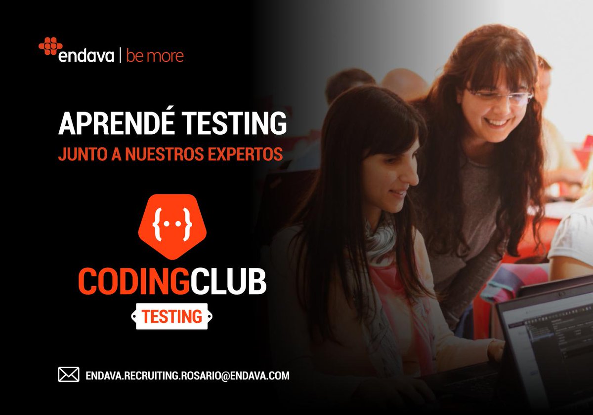 endavalatam's tweet photo. ¡Aprendé junto a nuestros expertos! ✔️ Sumate al #CodingClub de #Testing en @endavalatam #Rosario y participá de un programa #gratuito de entrenamiento en testing con foco en #Automation dentro de una empresa #ITglobal
➕ Más info: https://t.co/q0EuP14OTq
#BeFearless #BeMore https://t.co/wOERLJ3xCL