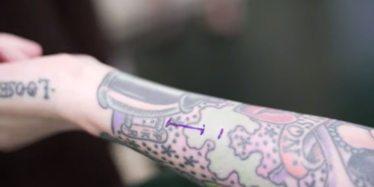 SFGate's tweet photo. Tesla owner implants key into her arm. She starts car with her body. https://t.co/NHP7nFEdCB https://t.co/fqtT0CKctk