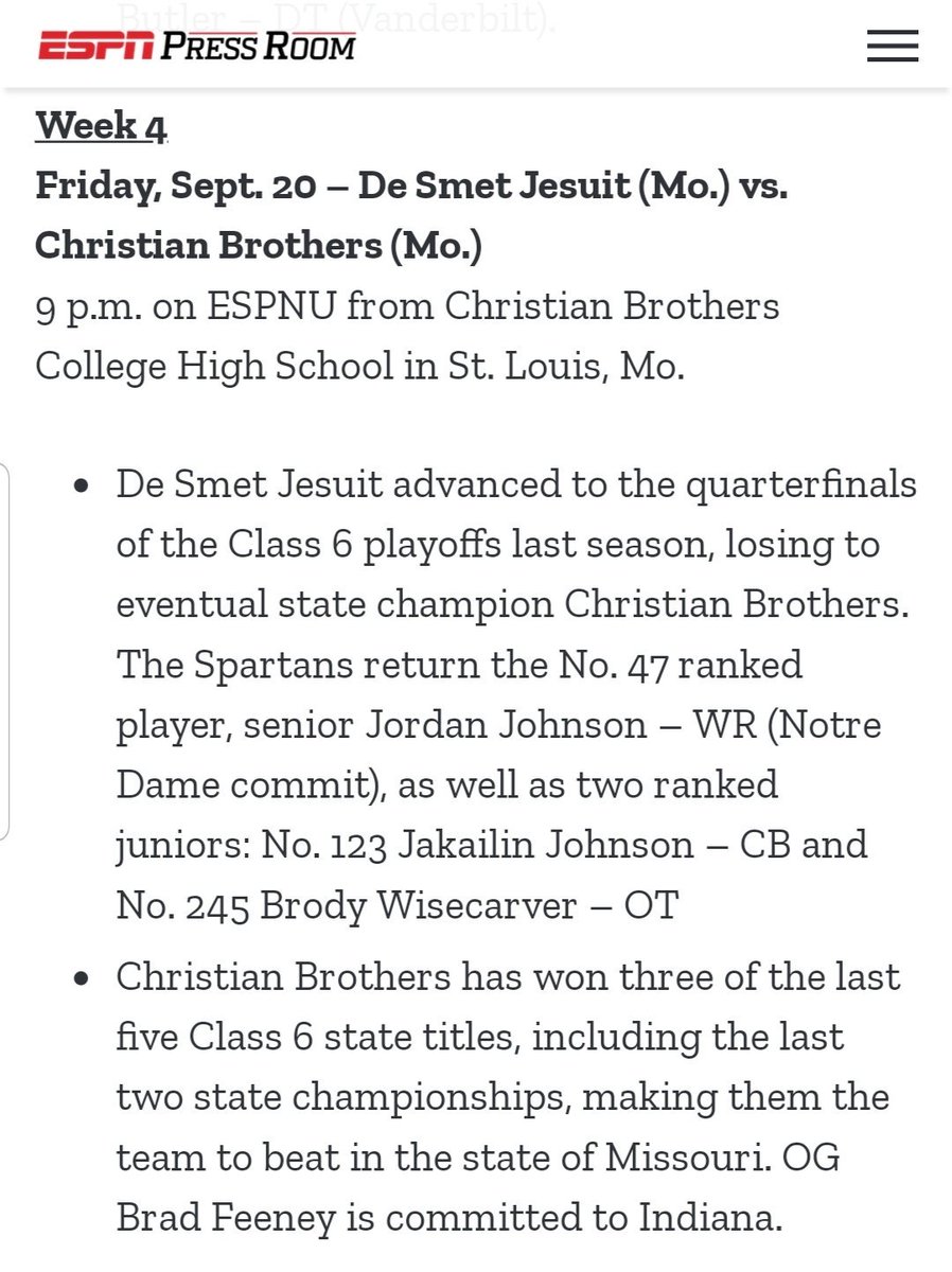 SteepDiesel's tweet photo. I am honored to announce the #MAADMen of De Smet have been selected to play in ESPN's nationally televised GEICO ESPN High School Football Showcase (8pm 9/20 ESPN2)! This is a great opportunity for our football program, our community, &amp; the city of STL! #MAADMen @DeSmetJesuitHS https://t.co/tc8Nbj3oWj