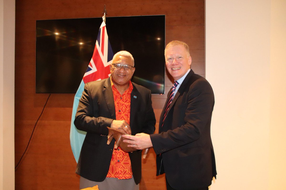 ISBAHQ's tweet photo. In case you missed it: @ISBAHQ Sec-Gen @mwlodge met with @FijiPM Frank Bainimarama + officials earlier this month to discuss #sustdev of mineral resources in the international #deepseabed & ISA's commitment to increasing participation of #PSIDS in its work https://t.co/jE5IRVrf58 https://t.co/PCvK1rzk6p