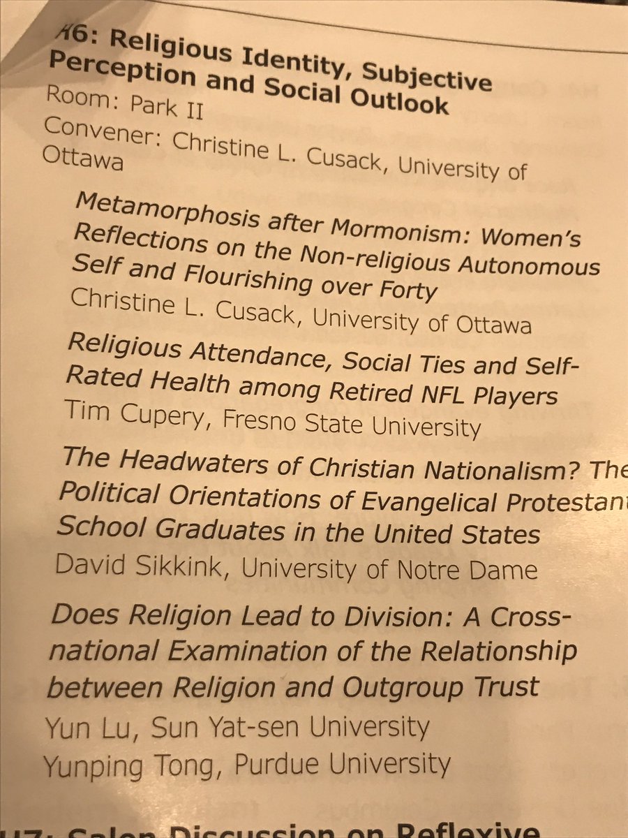 ObsBlanquerna's tweet photo. I did not have a #faithcrisis. I had a crisis of reason. Very Interesting paper #asr19 on #mormonism and women after 40 and new identities. #woca. Thanks, Christine L. Cusak @OttawaU https://t.co/q2EbG9bffQ