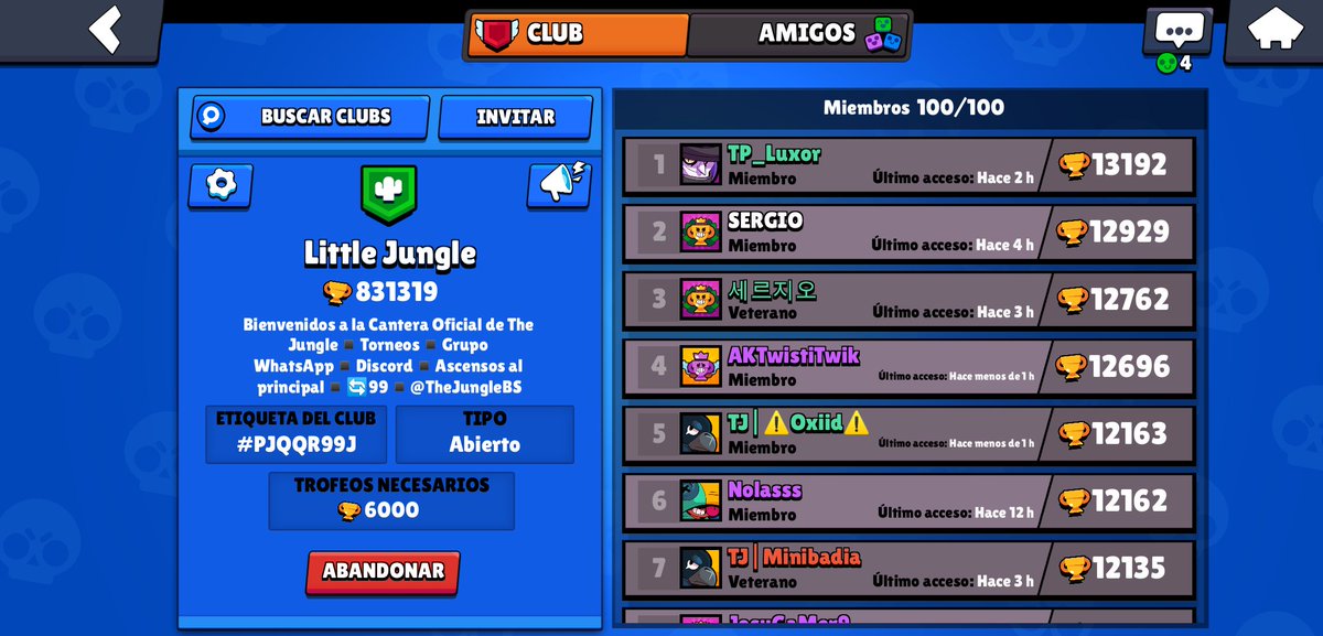 Que pasa jungleros? La temporada ya acabó y esta ha sido nuestra marca. Nada más y nada menos que el 211 de España. Crecemos como la espuma, así que no se a que esperas para unirte a la familia, te esperamos!!! 🌵🌵🌵 @TheJungleBS #LittleJungle #BrawlStars #TJOriginal #Brawler