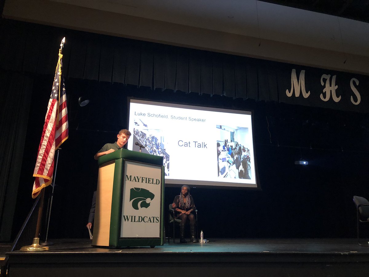 MattBradic's tweet photo. Inspiring morning for Mayfield City Schools.  Began with both words and song from two of our amazing students, followed by a panel of esteemed educational and business leaders.  Preparing our students for the future!  All-Access Learning #mychoicemayfield https://t.co/MWwGwzdvBS