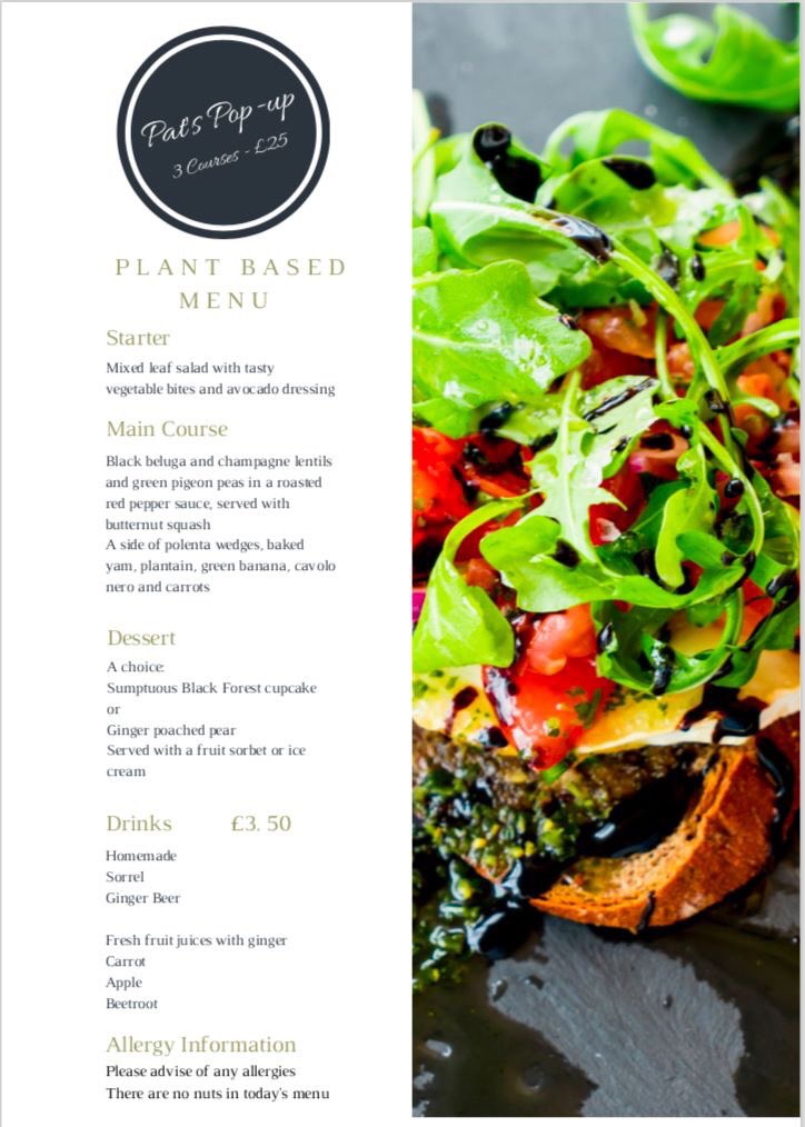 This is the Menu for Pat and Bernards Vegan Pop up this Sunday. All this for only £25.00 op! What's not to love 😊#veganpopups #PlantBasedDiet #vegancurious #lazysunday #SE22 #lovelondon