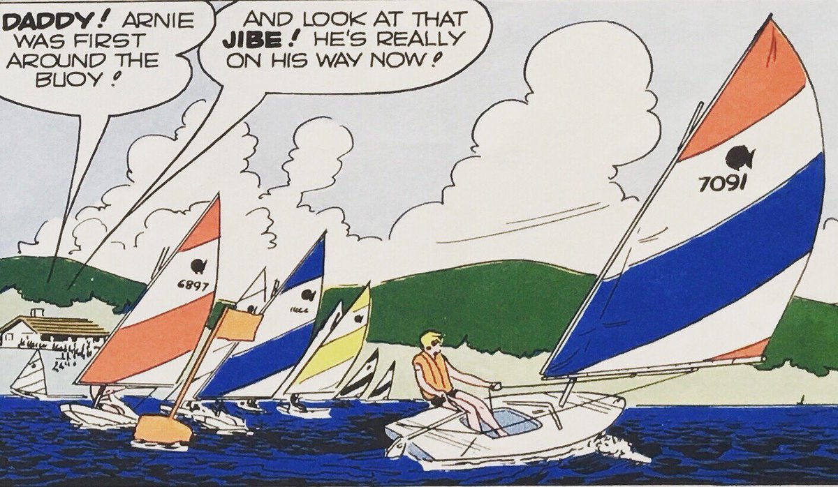 Shoreline_Sail's tweet photo. 1971-1973 AMF comic book highlighting the Sunfish’s attributes. Arnie is leading at the jibe mark in his first race!
#sunfishclass #sunfish #sailing #laserperformance #shorelinesailboats https://t.co/g2Z73Tv0Uh