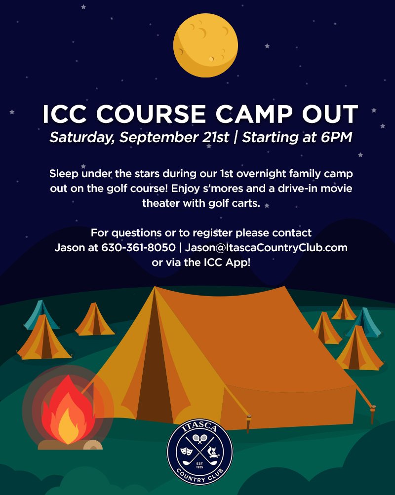 ItascaCClub's tweet photo. Grab your calendars, and mark the date for our very first camp out on the course! https://t.co/w6WsychCHR