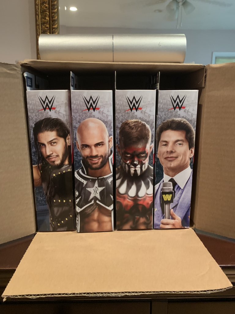 Longisland1892's tweet photo. @AliWWE @KingRicochet @FinnBalor @VinceMcMahon talk about an amazing package from @RingsideC! Thank you @FullyPoseable for saving me 10% with code #fullyposeable #Figlife! @feedme_tacobell @not_opera @Addict_Wrestle https://t.co/fJX7PqhO5b